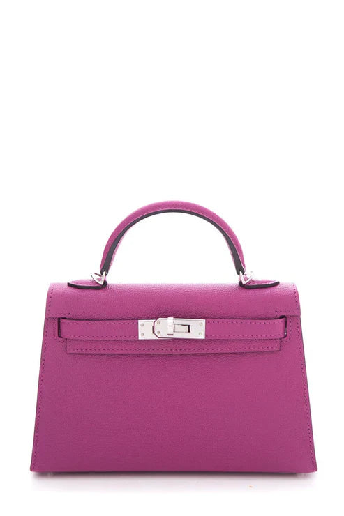 Hermès 2018 Rose Pourpre Chevre Mysore Mini Kelly 20cm W/PHW