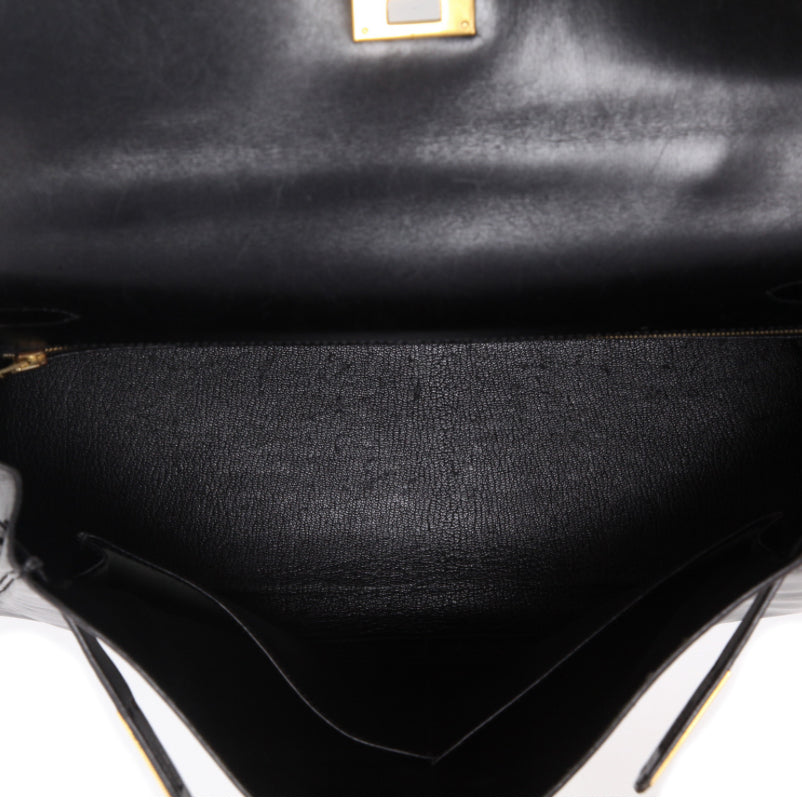 Borsa Hermès Kelly 35 cm in pelle box nera
