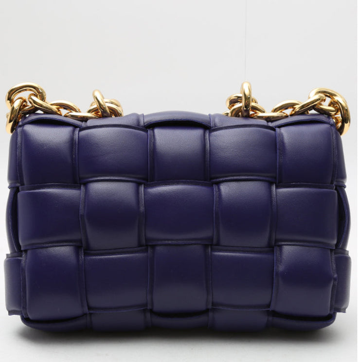Borsa a tracolla Bottega Veneta Cassette in pelle intrecciata viola