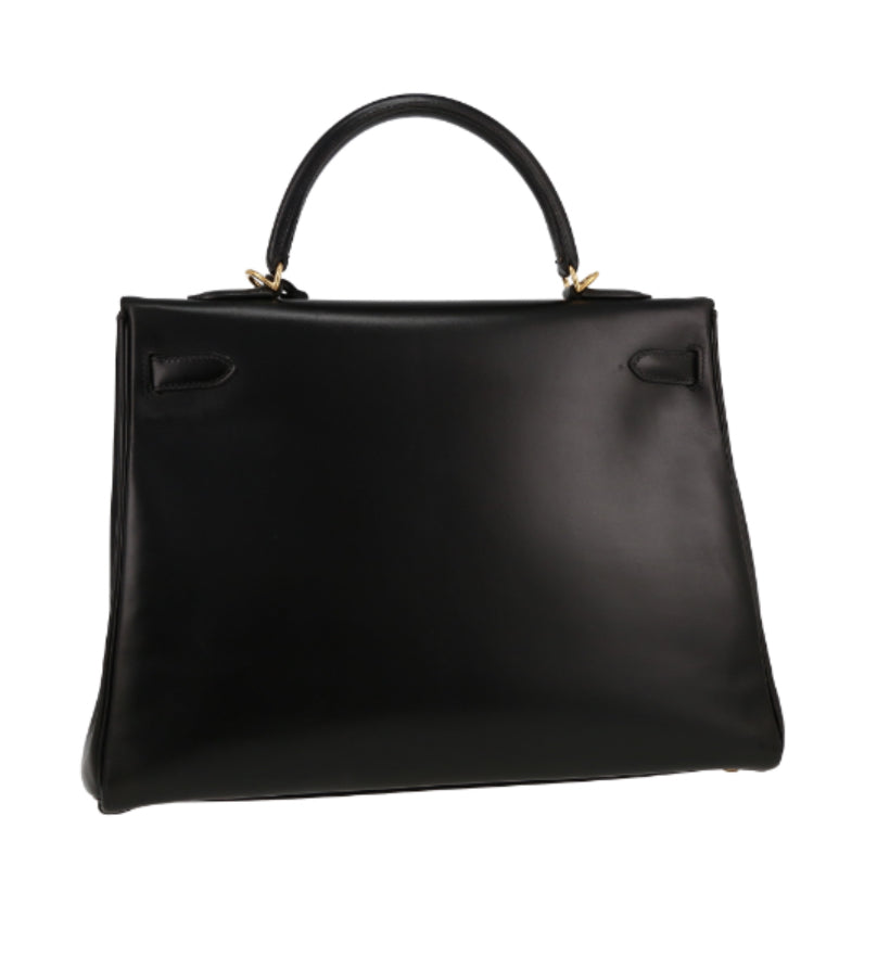 Borsa Hermès Kelly 35 cm in pelle box nera