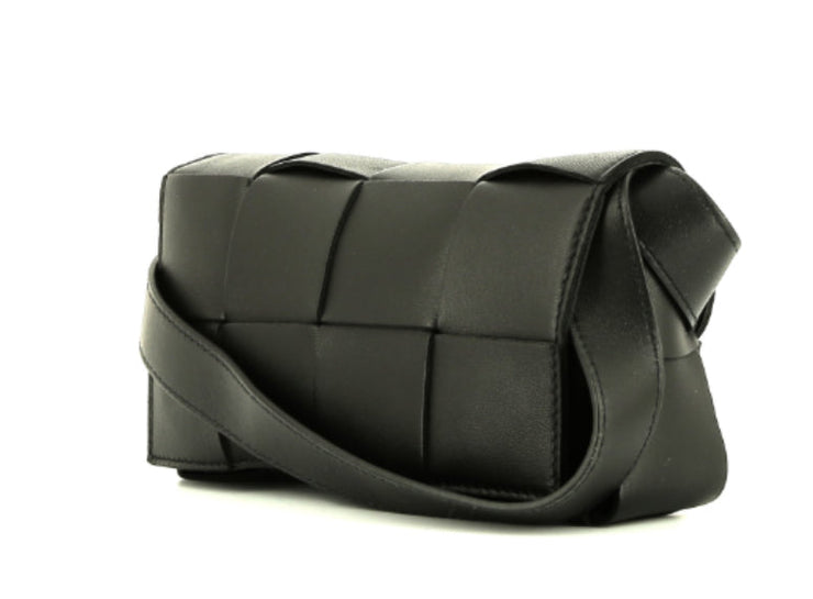 Cintura Bottega Veneta Cassette in pelle intrecciata nera