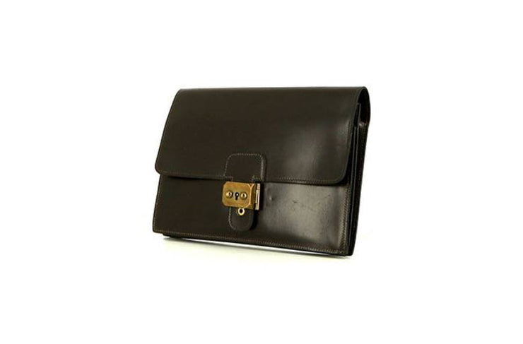 Pochette Hermès Jet in pelle box marrone