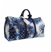 Borsa da viaggio Louis Vuitton Keepall Editions Limitées in tela monogram blu e bianca