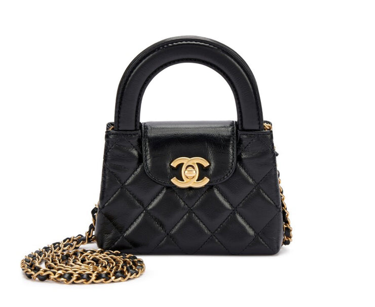 Chanel
Black Quilted Aged Calfskin Mini Nano Kelly Bag Brushed Gold Hardware, 2024