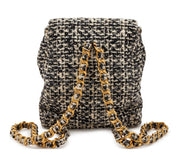 Chanel
Black and White Quilted Sequin Tweed Medium Duma Timeless CC Backpack Gold Hardware, 1994