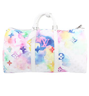 Borsa da viaggio Louis Vuitton Keepall Editions Limitées in tela monogram multicolore e pelle bianca