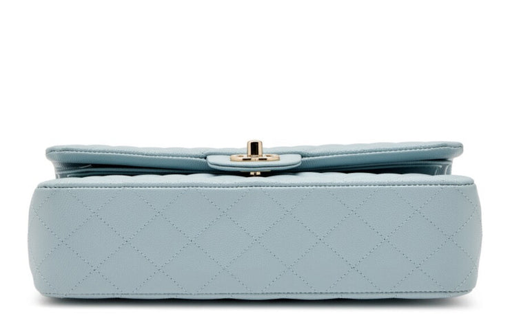 Chanel
Light Blue Quilted Caviar Medium Classic Double Flap Light Gold Hardware, 2022