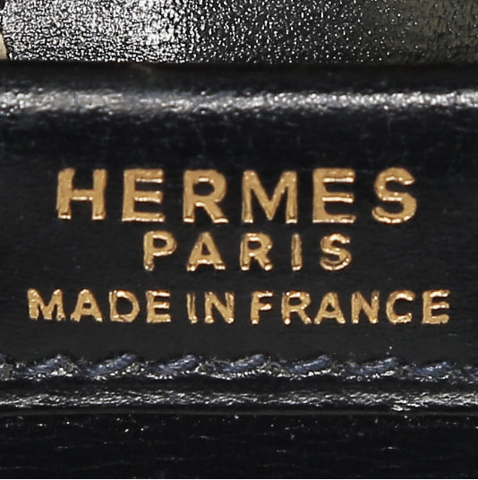 Pochette Hermès Jige in pelle box blu