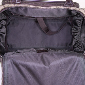 Borsa da viaggio Gucci piccola in tela monogram beige e pelle marrone