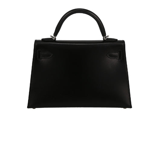 Borsa Hermès Kelly 20 cm in pelle box nera