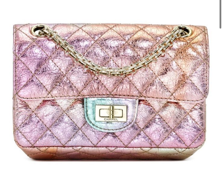Chanel
Rainbow Metallic Quilted Aged Calfskin Reissue 2.55 224 Single Flap Gold Hardware, 2020
