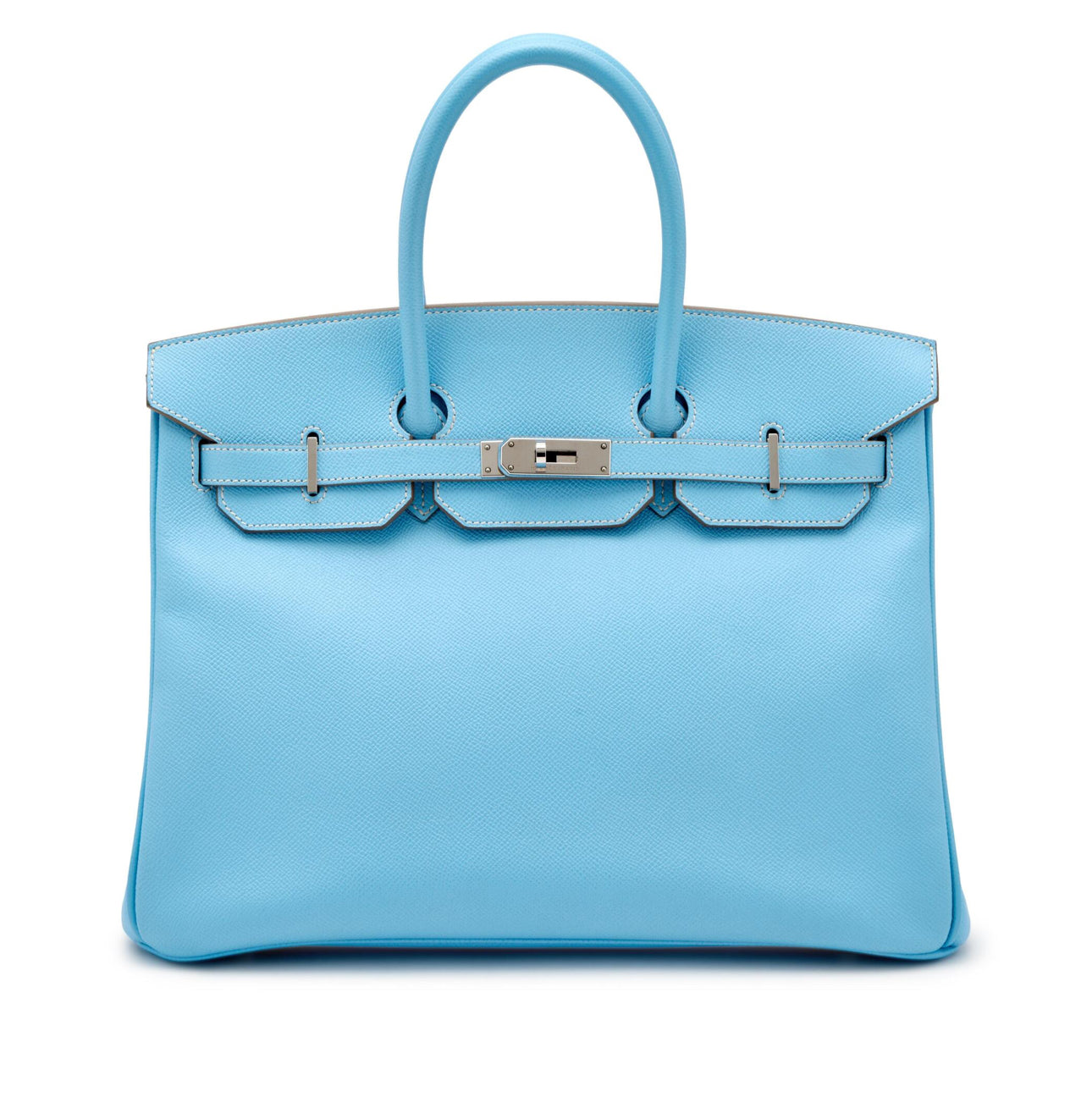 Hermès
Celeste Epsom and Bleu Mykonos Verso Candy Birkin 35 Palladium Hardware, 2011
