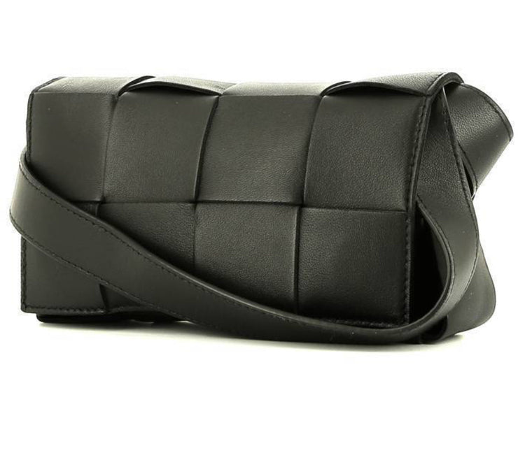 Cintura Bottega Veneta Cassette in pelle intrecciata nera