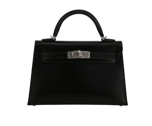 Borsa Hermès Kelly 20 cm in pelle box nera