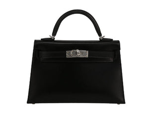 Borsa Hermès Kelly 20 cm in pelle box nera