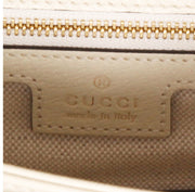 Borsa a tracolla Gucci Ophidia in tela siglata beige e pelle bianca