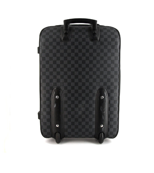 Valigia flessibile Louis Vuitton Pegase in tela a scacchi e pelle nera