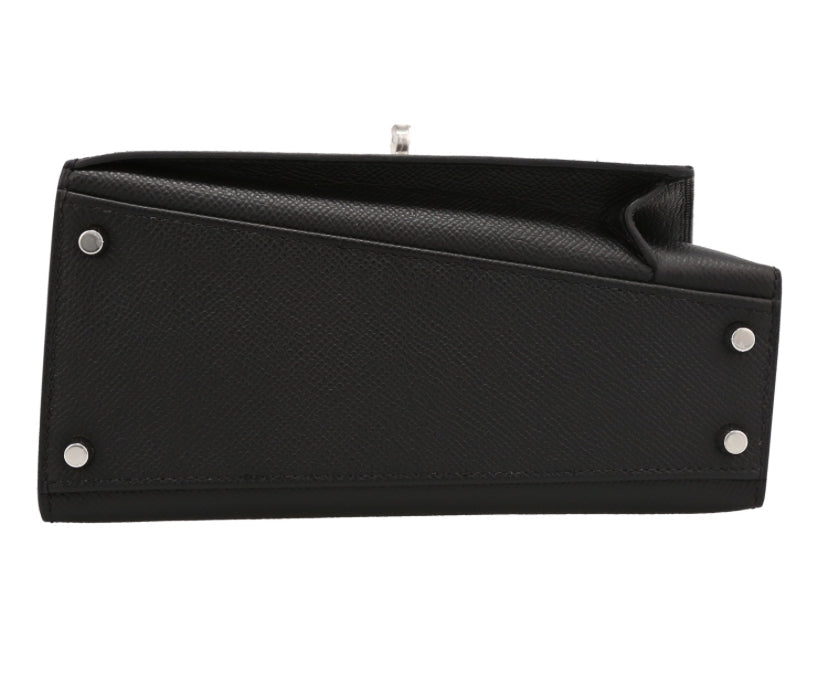 Borsa Hermès Kelly 20 cm in pelle Epsom nera