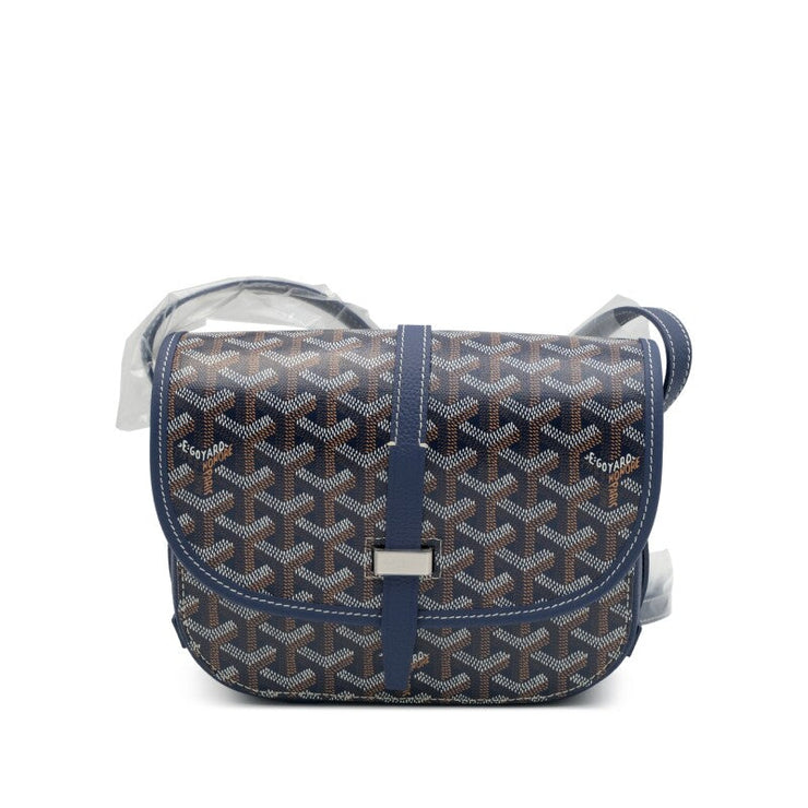 Goyard
Navy Blue Goyardine Canvas and Decize Taurillon Belvedere PM Bag Silver Hardware