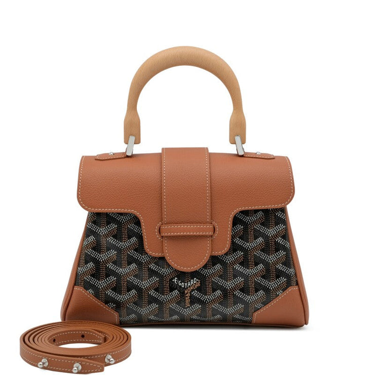 Goyard
Black Goyardine Canvas and Tan Chevroches Calfskin Saïgon Souple Mini Bag