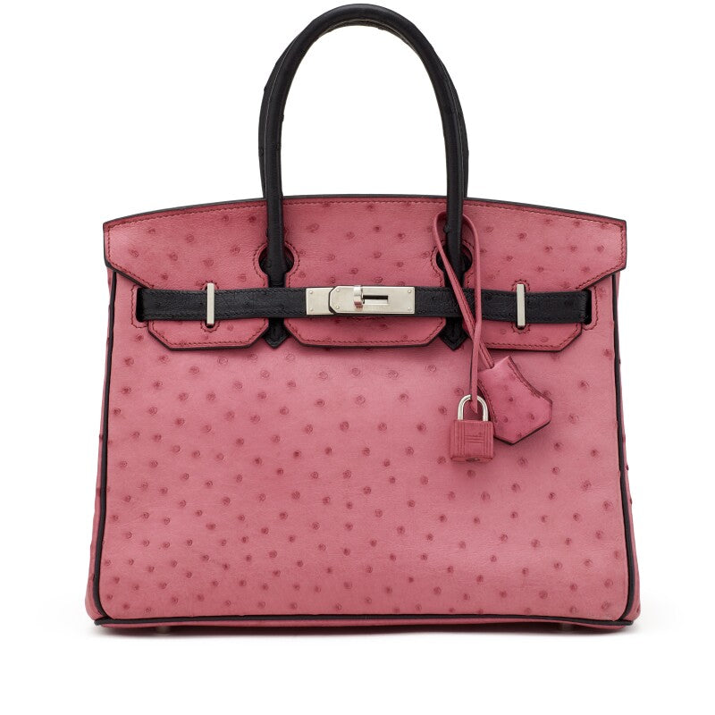 Hermès
Fuchsia and Black Ostrich HSS Birkin 30 Palladium Hardware, 2011