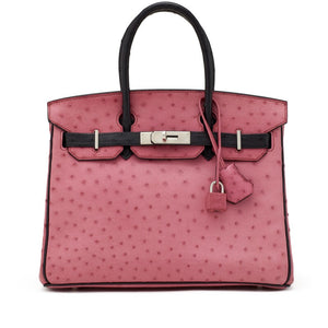 Hermès
Fuchsia and Black Ostrich HSS Birkin 30 Palladium Hardware, 2011