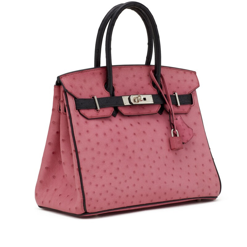 Hermès
Fuchsia and Black Ostrich HSS Birkin 30 Palladium Hardware, 2011