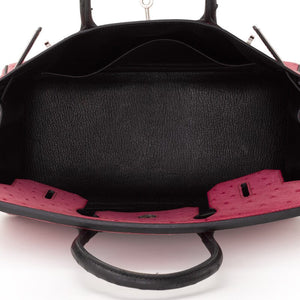 Hermès
Fuchsia and Black Ostrich HSS Birkin 30 Palladium Hardware, 2011