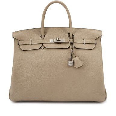 Hermès
Gris Tourterelle Togo Birkin 40 Palladium Hardware, 2006
