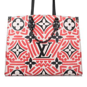 Louis Vuitton Cream Red Monogram Giant Coated Canvas Crafty OnTheGo GM Gold Hardware