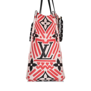 Louis Vuitton Cream Red Monogram Giant Coated Canvas Crafty OnTheGo GM Gold Hardware
