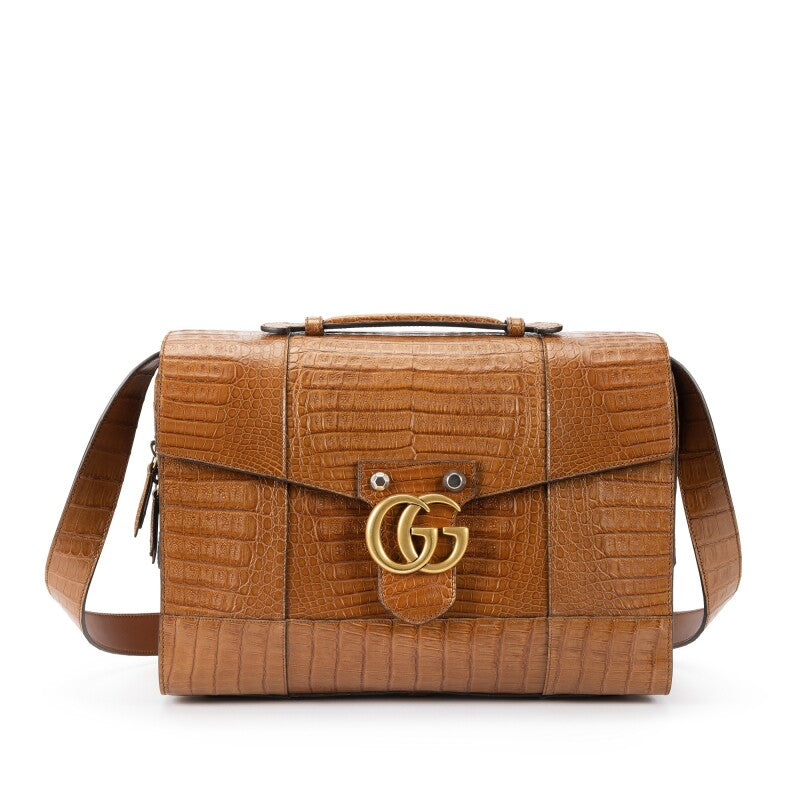 Gucci
Brown Alligator Large GG Marmont Briefcase Gold Hardware