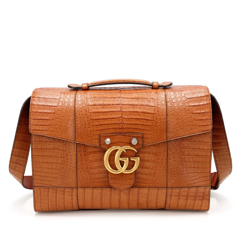 Gucci
Brown Alligator Large GG Marmont Briefcase Gold Hardware