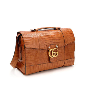 Gucci
Brown Alligator Large GG Marmont Briefcase Gold Hardware