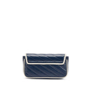 Gucci

Navy Diagonal Matelasse Vintage Effect Calfskin Super Mini Torchon GG Marmont Silver Hardware