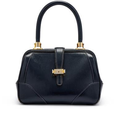 Blue Lambskin Doctors Bag Gold Hardware, 1970s