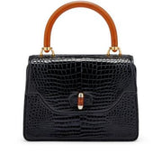 Gucci
Black Crocodile and Bakelite Top Handle Bag Gold Hardware, 1960s