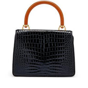 Gucci
Black Crocodile and Bakelite Top Handle Bag Gold Hardware, 1960s