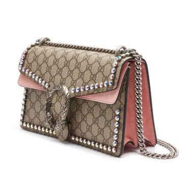 Gucci
Pink Dionysus Shoulder Bag in GG Supreme Coated Canvas with Gunmetal Hardware, 2015