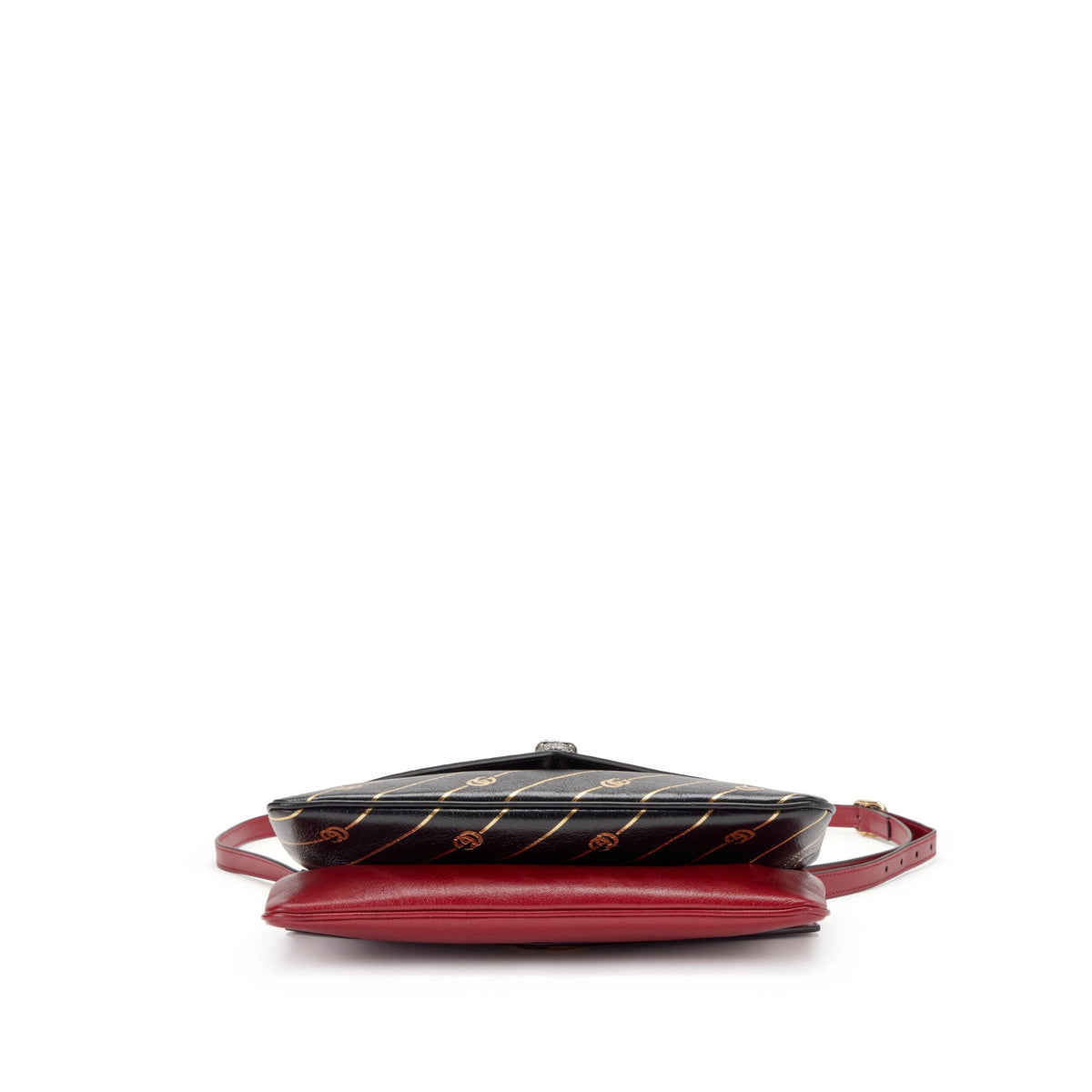 Gucci
Black and Red Leather and Strass Thiara Double Shoulder Bag Gold Hardware