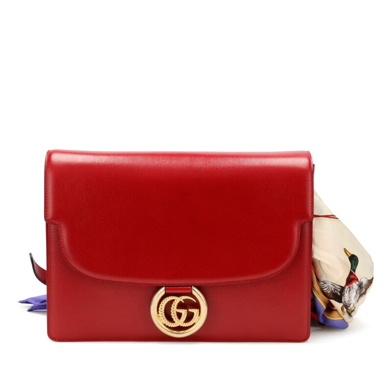 Gucci
Red Textured Calfskin Medium GG Ring Bag Aged Gold Hardware