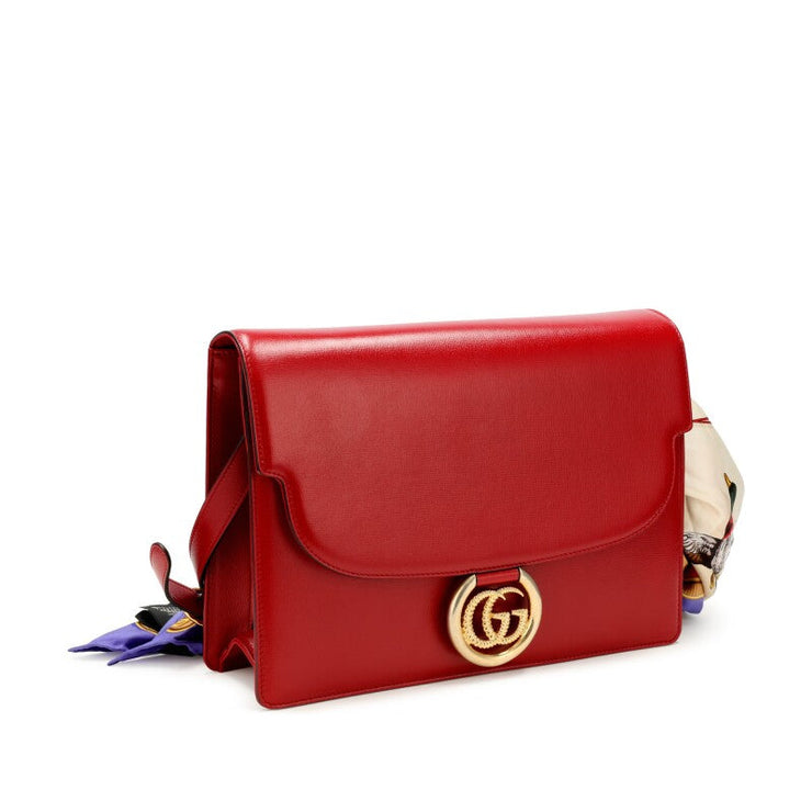 Gucci
Red Textured Calfskin Medium GG Ring Bag Aged Gold Hardware