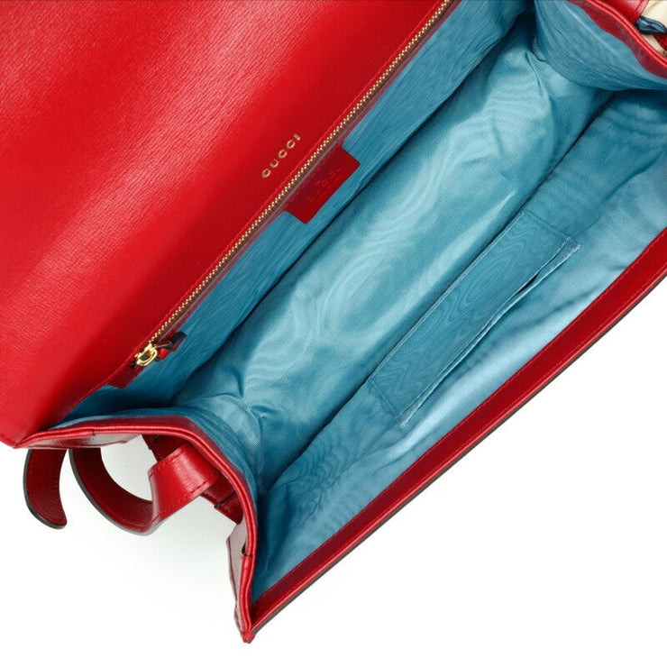 Gucci
Red Textured Calfskin Medium GG Ring Bag Aged Gold Hardware