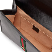Gucci
Black Leather, Strass and Web Stripe Medium Rajah Shoulder Bag Gold Hardware