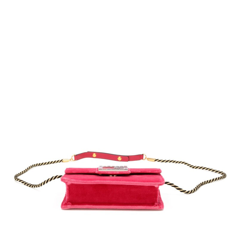 Gucci
Fuchsia Velvet Small Broadway Shoulder Bag Rope and Crystal Hardware