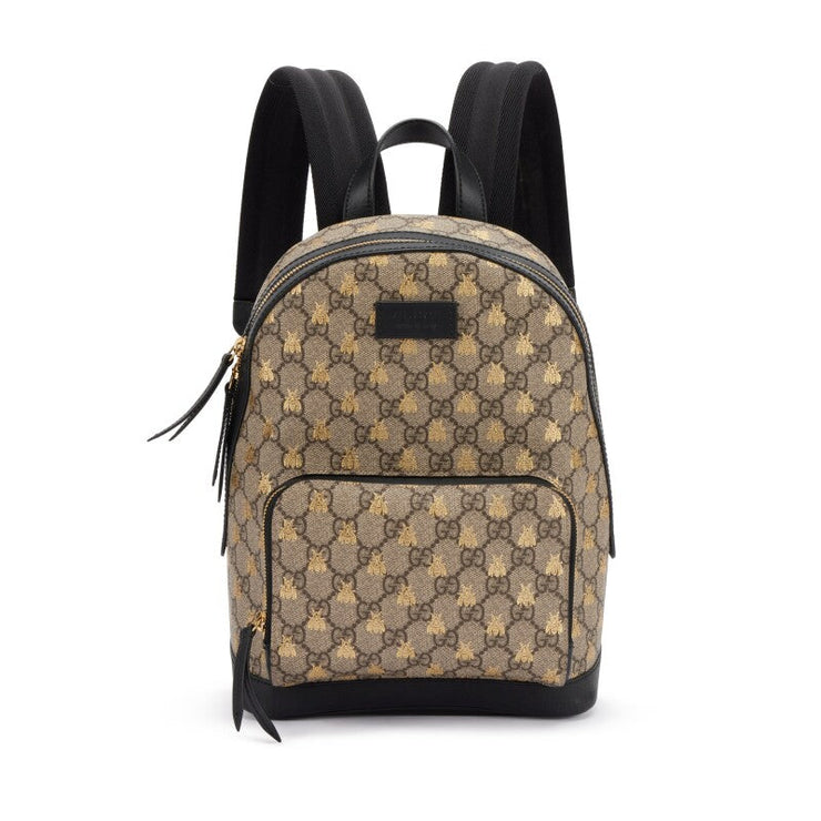 Gucci
Brown and Gold GG Supreme Monogram Bees Small Day Backpack Gold Hardware