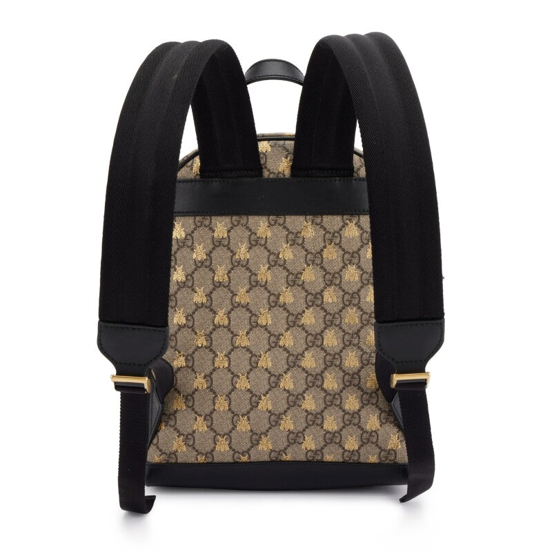 Gucci
Brown and Gold GG Supreme Monogram Bees Small Day Backpack Gold Hardware