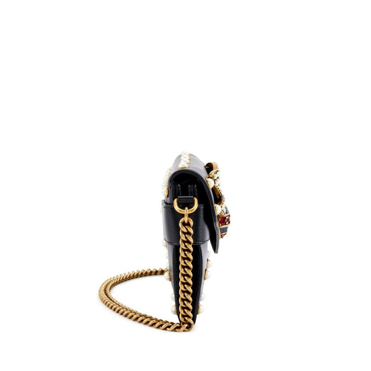 Gucci
Black Calfskin, Imitation Pearl and Strass Mini Queen Margaret Gold Hardware