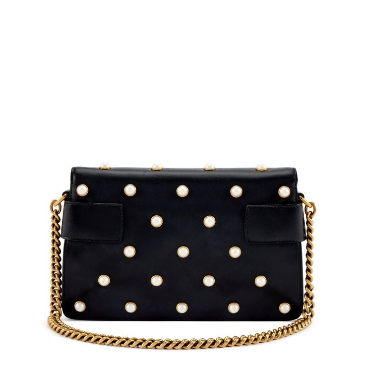 Gucci
Black Calfskin, Imitation Pearl and Strass Mini Queen Margaret Gold Hardware