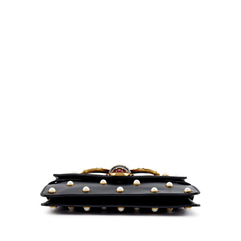 Gucci
Black Calfskin, Imitation Pearl and Strass Mini Queen Margaret Gold Hardware